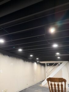 Basement Ceiling Painting and Lighting Installation in Chesterfield