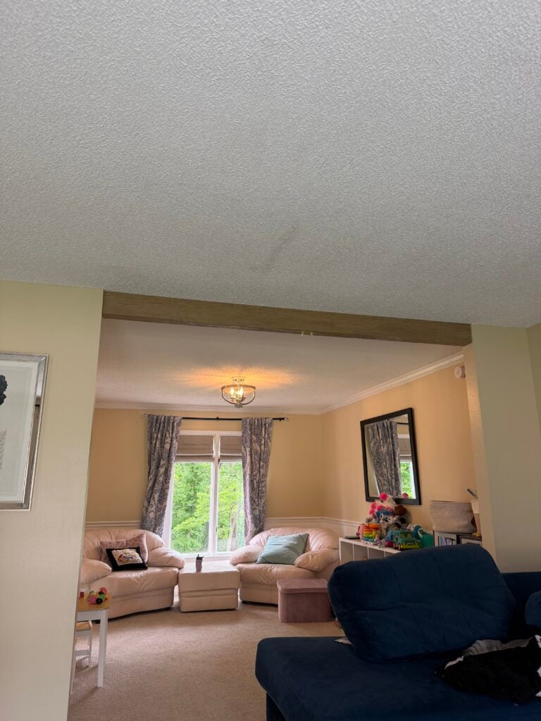 Faux Beam Installation on Popcorn Ceiling in Chesterfield